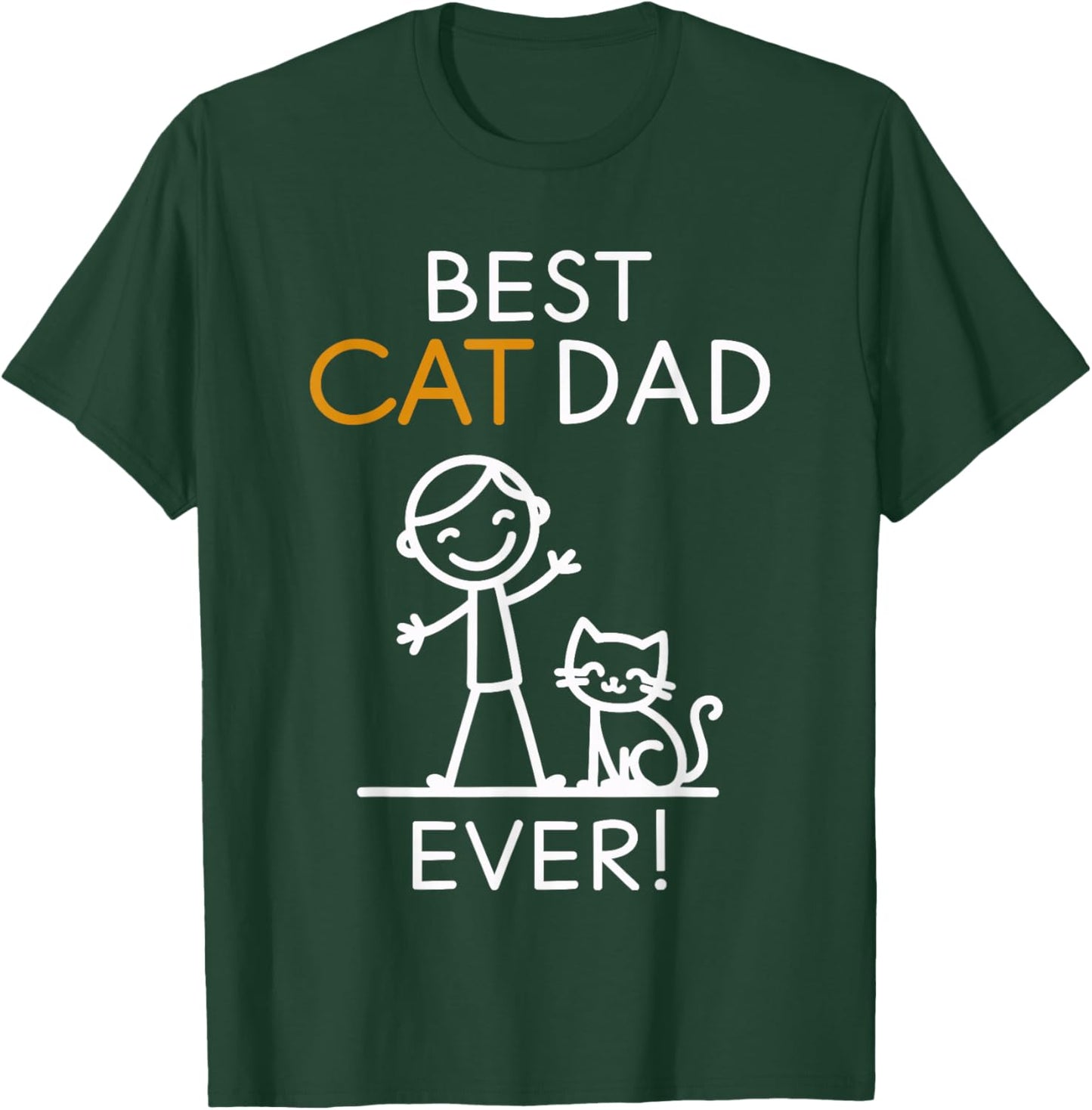 Best Cat Dad Ever Whimsical Line Art T-Shirt - T-Shirt | Forest