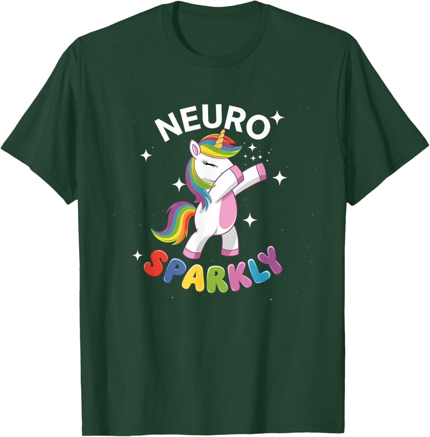 Neurodivergent Neurosparkly Neurodivergence Unicorn ADHD ASD T-Shirt - T-Shirt | Forest