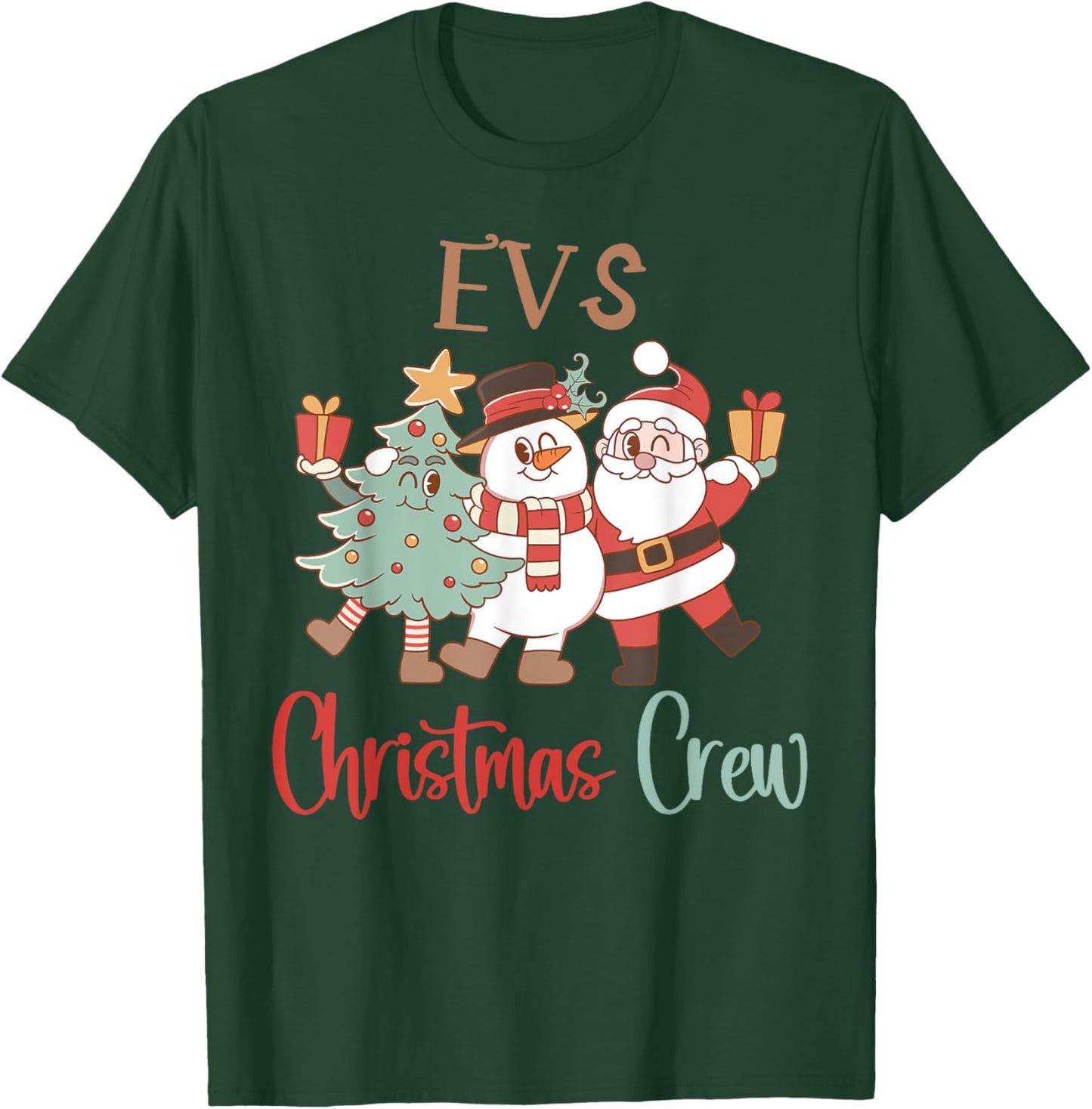 EVS Christmas Crew Santa Snowman Environmental Services Team T-Shirt - T-Shirt | Forest