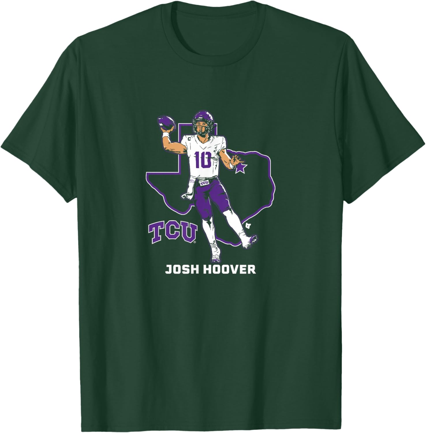 TCU Football - Josh Hoover State Star - TCU Horned Frogs T-Shirt - T-Shirt | Forest