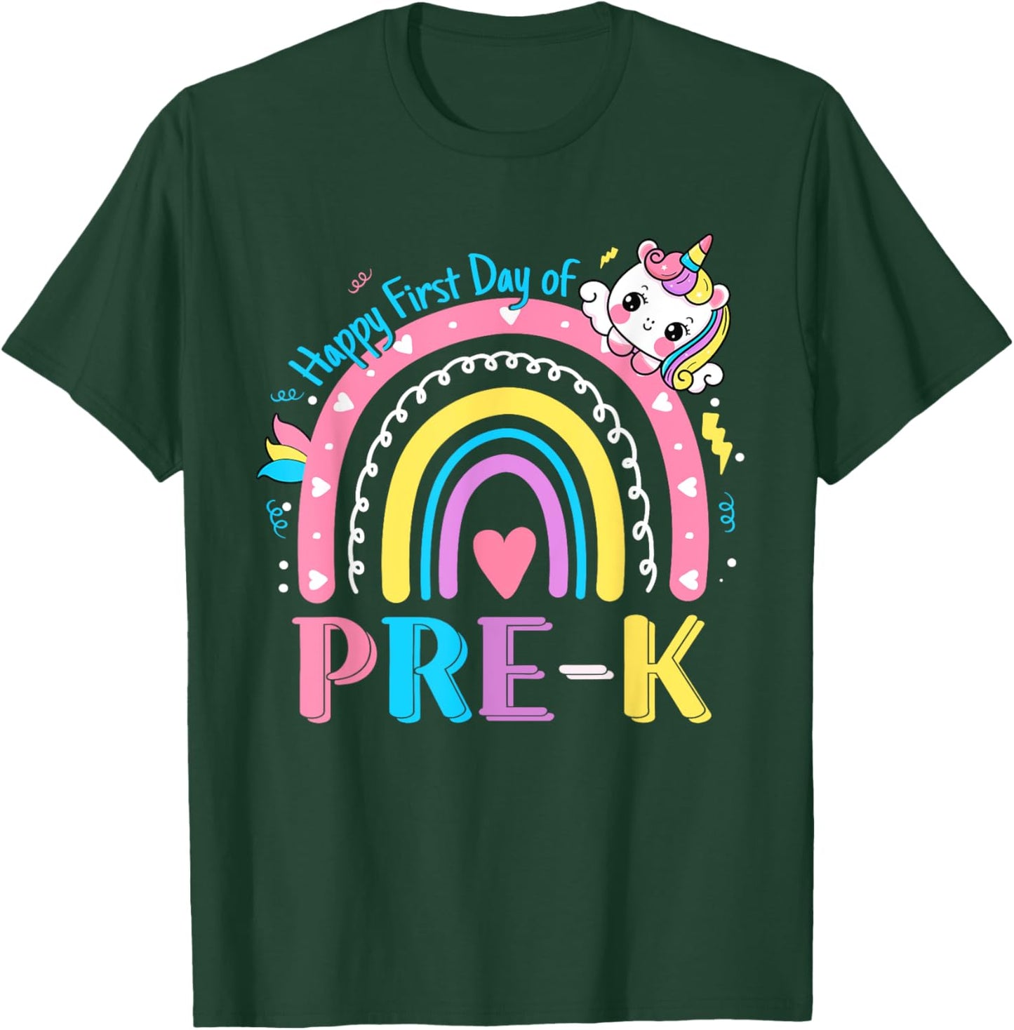 Pre-K First Day to School Team Pre K Unicorn Girl Kids T-Shirt - T-Shirt | Forest