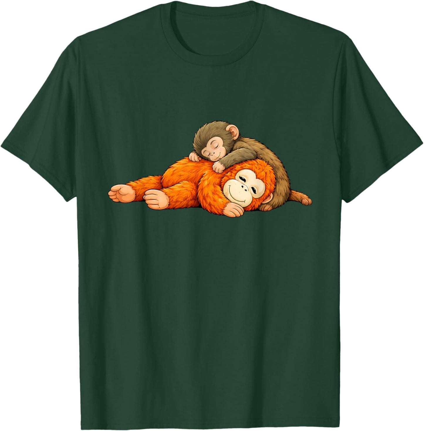 Cute Baby Monkey Named Punch Plush Hugging T-Shirt - T-Shirt | Forest