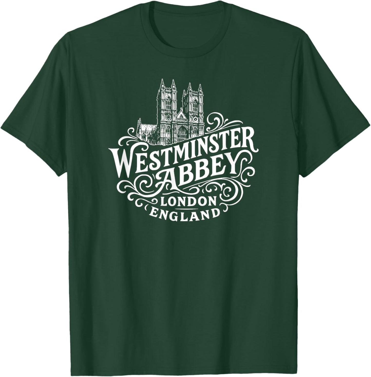 Westminster Abbey London England White Print T-Shirt - T-Shirt | Forest