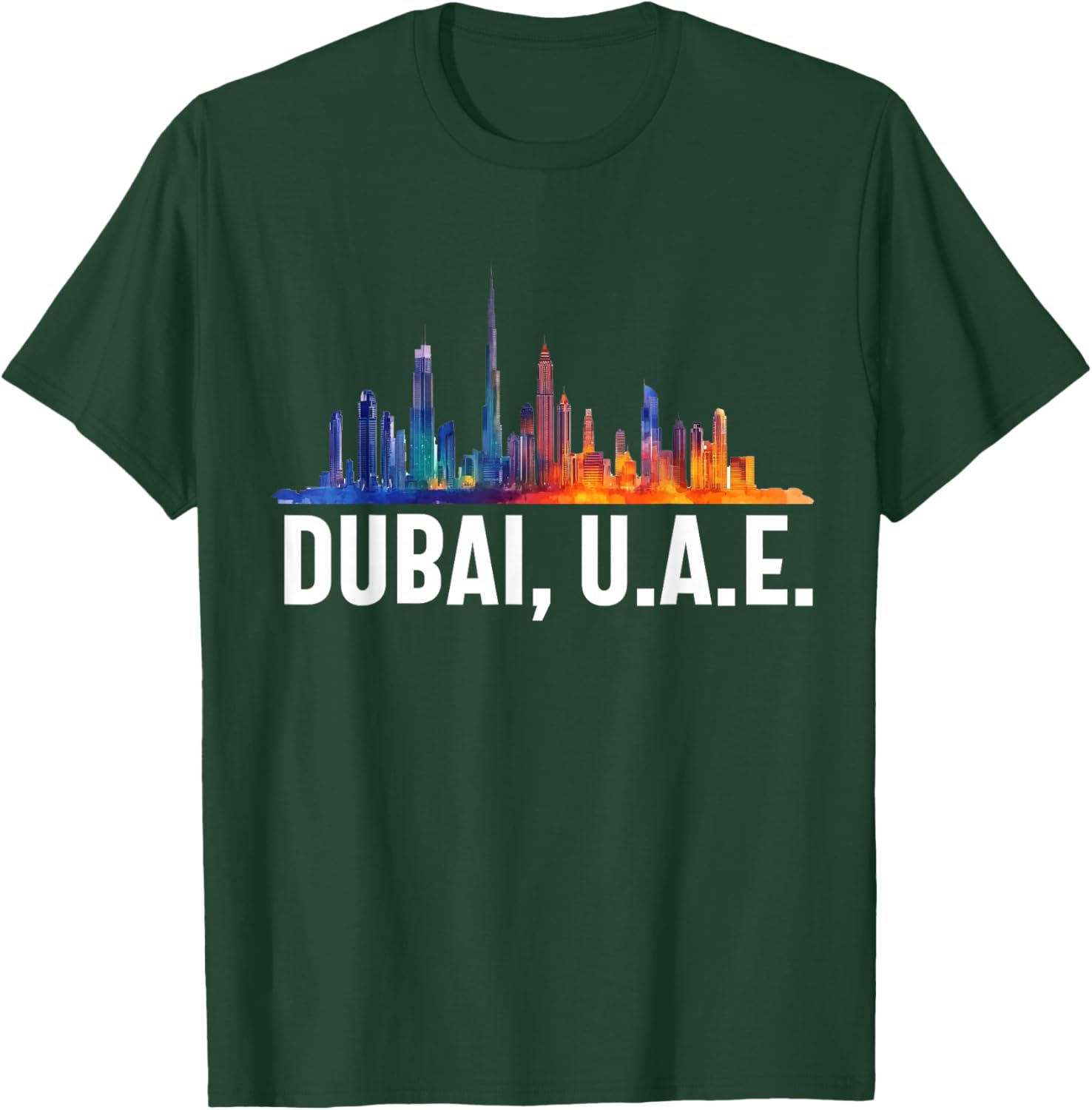 Dubai Souvenir Skyline UAE United Arab Emirate Reminder T-Shirt - T-Shirt | Forest