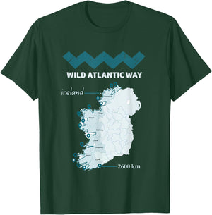 The wild atlantic way ireland coastal route map, west coast T-Shirt - T-Shirt | Forest