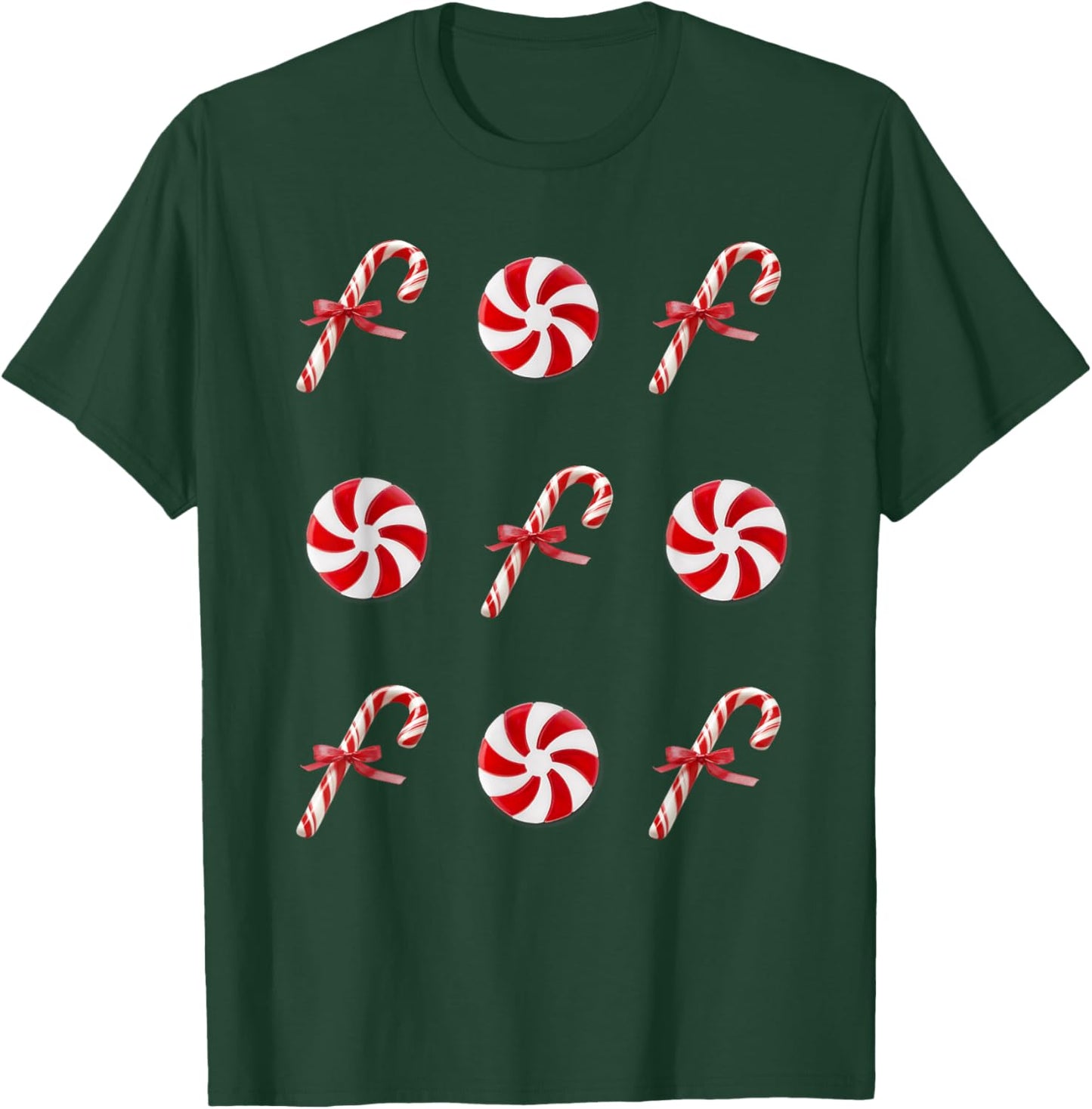 Peppermint Candy Cane Christmas T-Shirt - T-Shirt | Forest