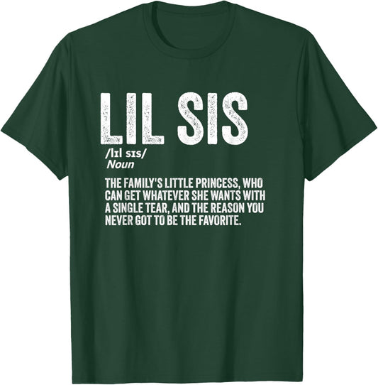 Little Sister Funny Sibling Humor Lil Sis Definition T-Shirt - T-Shirt | Forest