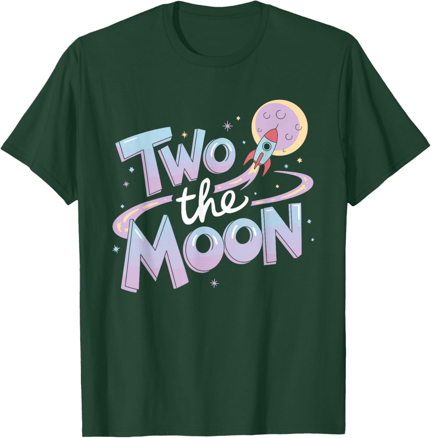 Two The Moon 2nd Birthday Girl Boy 2 Year Old Toddler T-Shirt - T-Shirt | Forest