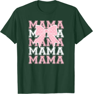 Cute Coquette Bow Mama in Pink and White T-Shirt - T-Shirt | Forest