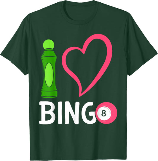 Bingo Player Heart I Love Bingo T-Shirt - T-Shirt | Forest