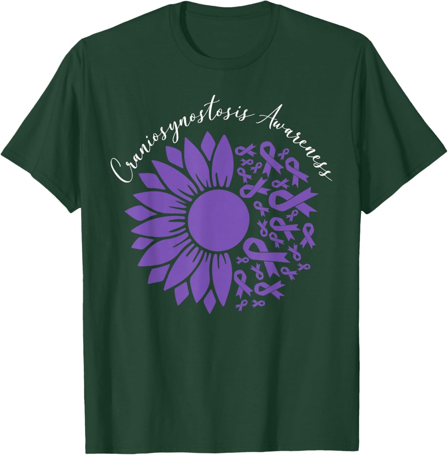 Craniosynostosis Awareness Sunflower Purple Ribbon Support T-Shirt - T-Shirt | Forest