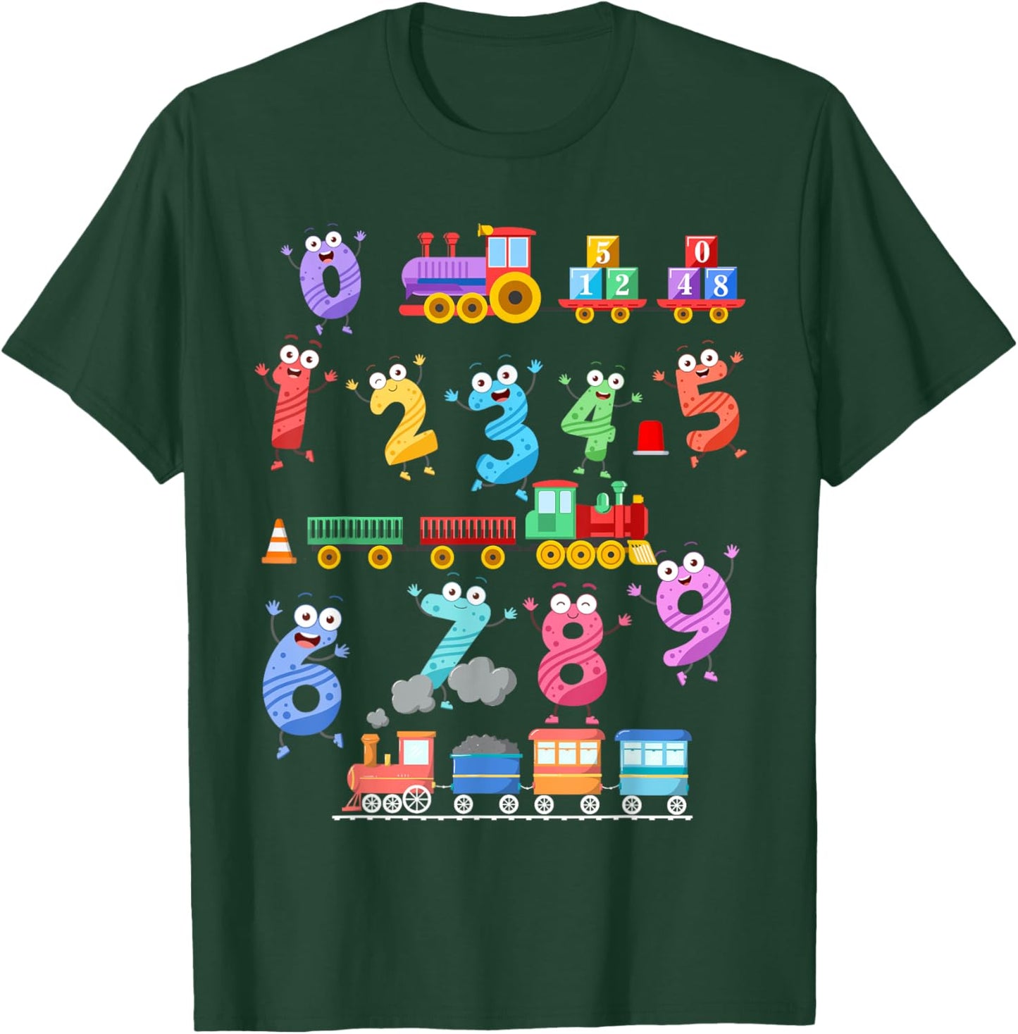 Maths Day Numbers Idea For Kids Train Themed Maths Number T-Shirt - T-Shirt | Forest