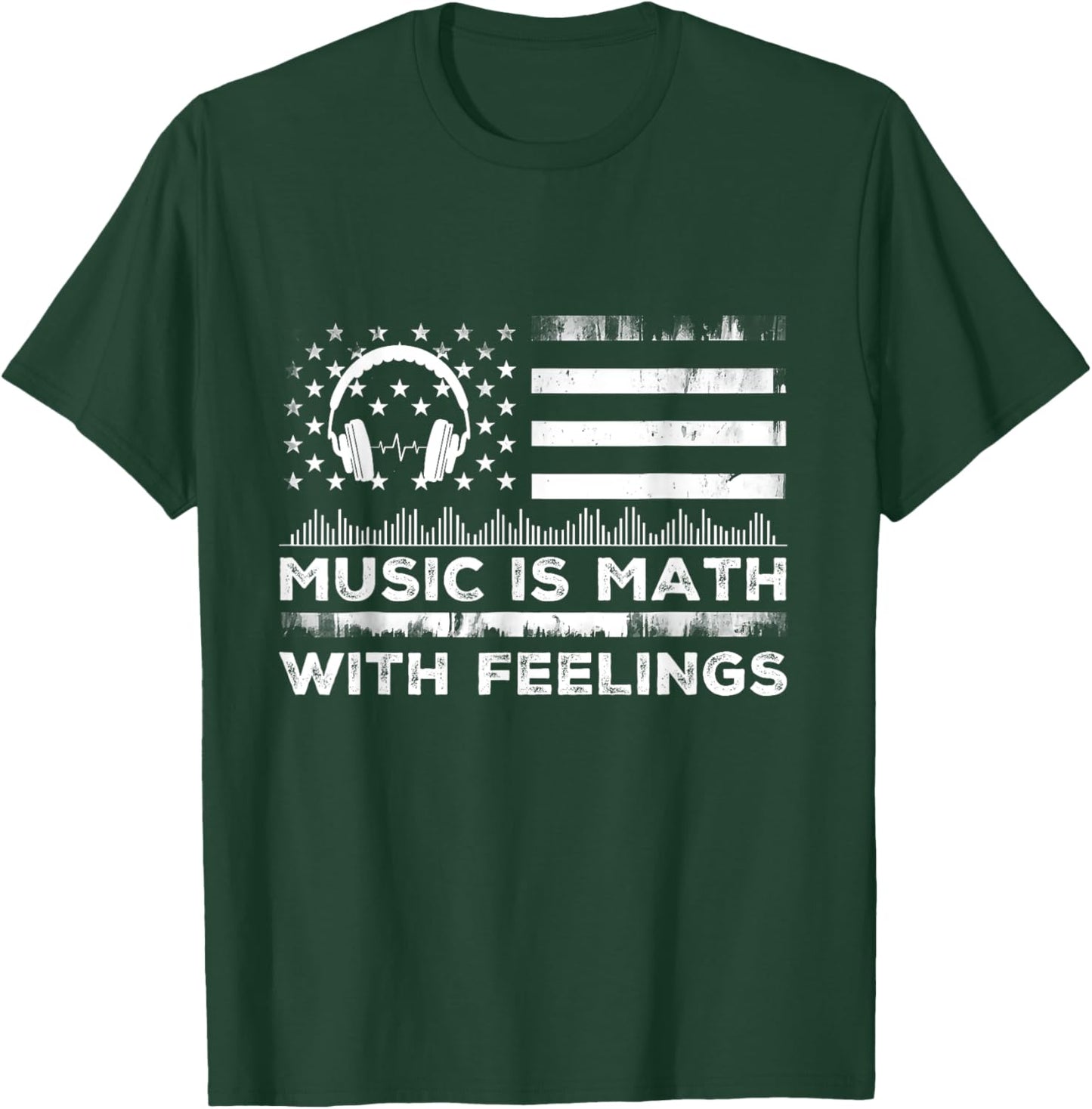 Music Is Math With Feelings Vintage Usa Flag Music Art Lover T-Shirt - T-Shirt | Forest