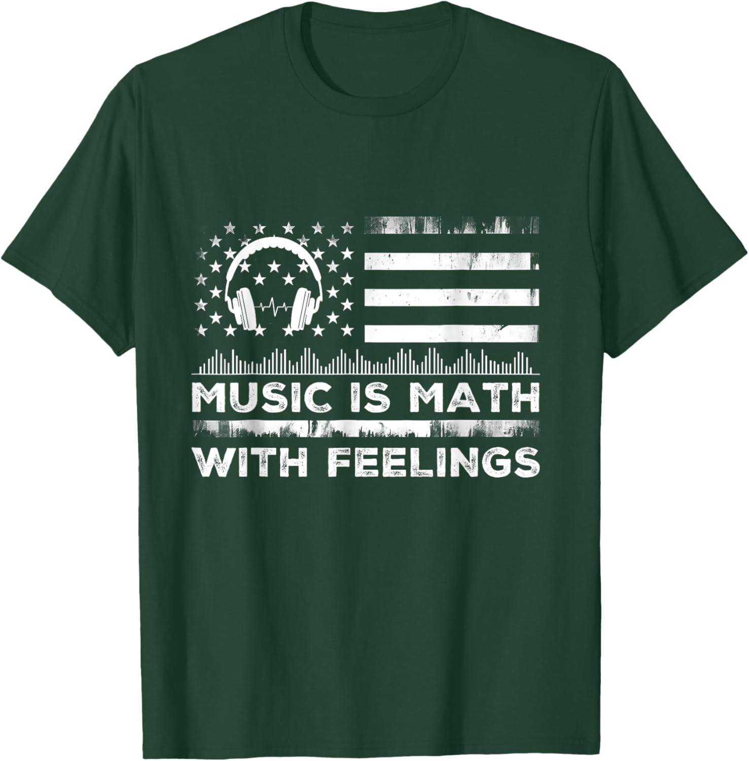 Music Is Math With Feelings Vintage Usa Flag Music Art Lover T-Shirt - T-Shirt | Forest