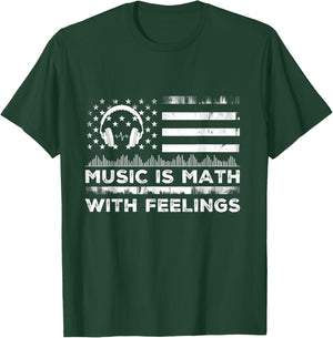 Music Is Math With Feelings Vintage Usa Flag Music Art Lover T-Shirt - T-Shirt | Forest
