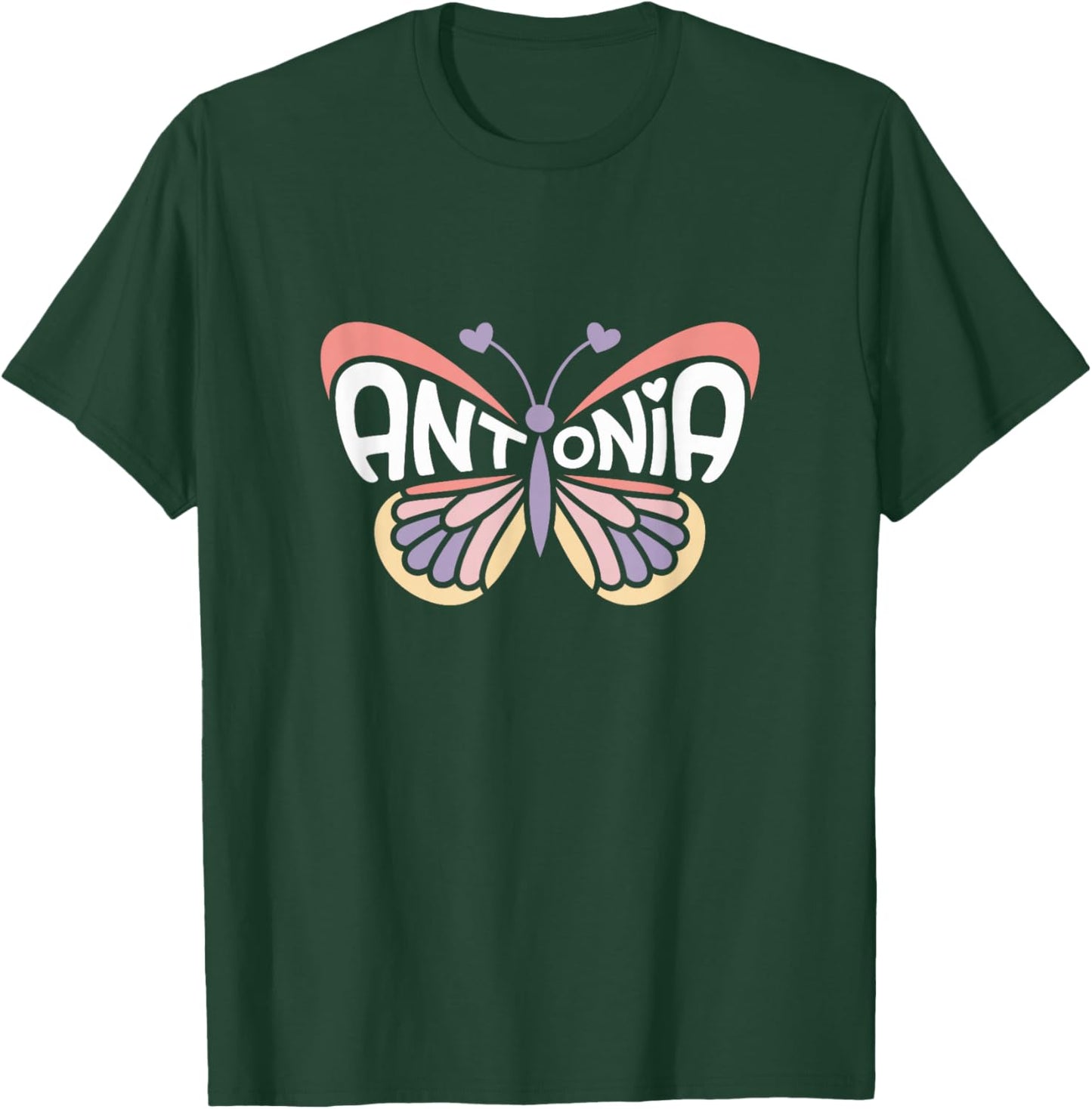 Antonia Butterfly - Personalized Cute Name Word Art T-Shirt - T-Shirt | Forest