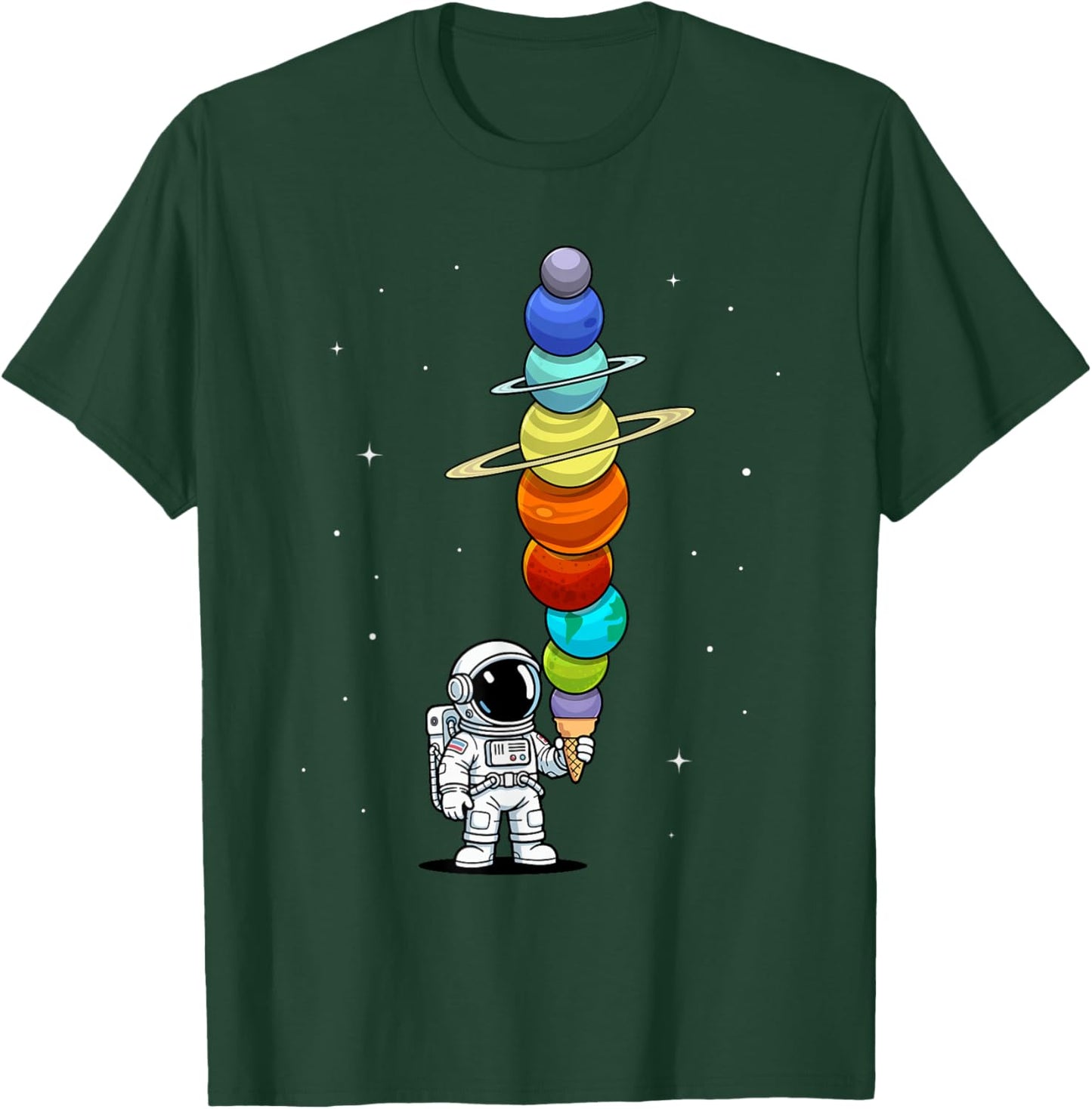 Space Astronaut Ice Cream Cone Planets Solar Systems Boys T-Shirt - T-Shirt | Forest