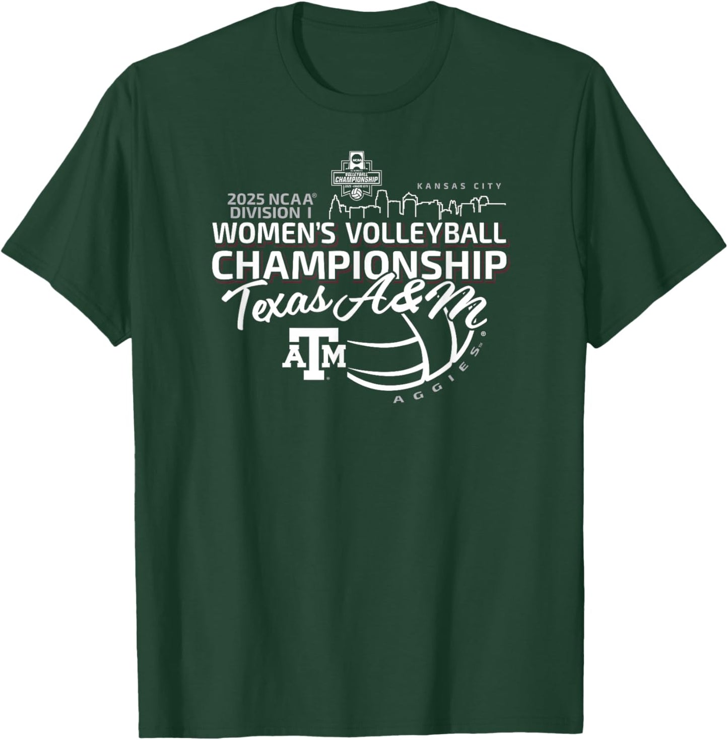 Texas A&M Aggies National Championship 2025 Volleyball T-Shirt - T-Shirt | Forest