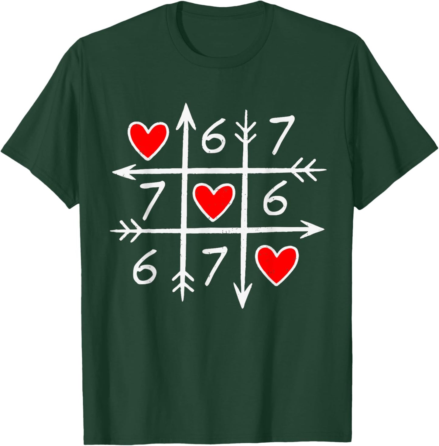 Valentines Day Six Seven 67 Meme 6 7 Heart Boys Girls Kids T-Shirt - T-Shirt | Forest