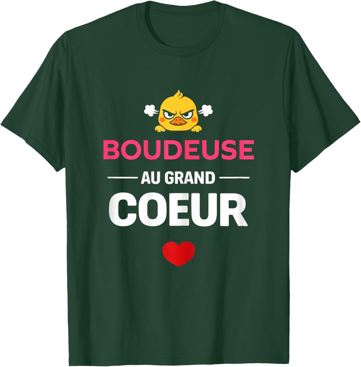 Fille Boudeuse au Grand cœur Femme drôle Humour Boudeuse T-Shirt - T-Shirt | Forest