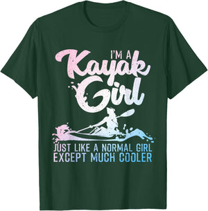 Unique Kayak Gift Oar Kayaking Accessories & Stuff Funny Kayak Girl Art Women's Black Short Sleeve T-Shirt - T-Shirt | Forest