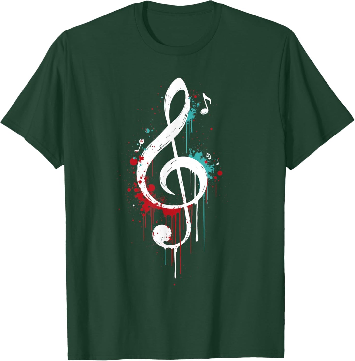 Dripping Treble Clef and Musical Notes Design for Music Love T-Shirt - T-Shirt | Forest