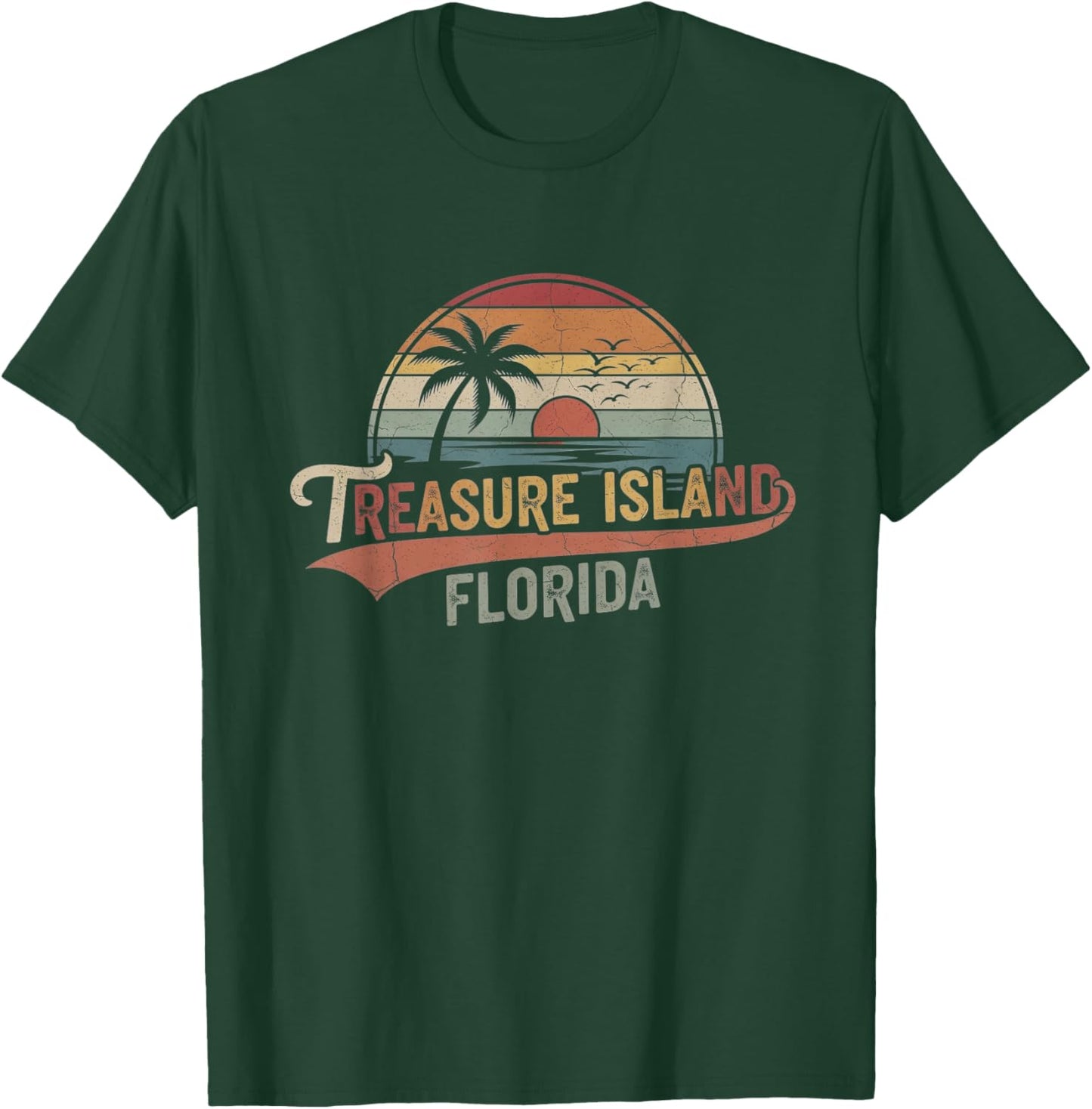 Retro Treasure Island Florida Art Design T-Shirt - T-Shirt | Forest