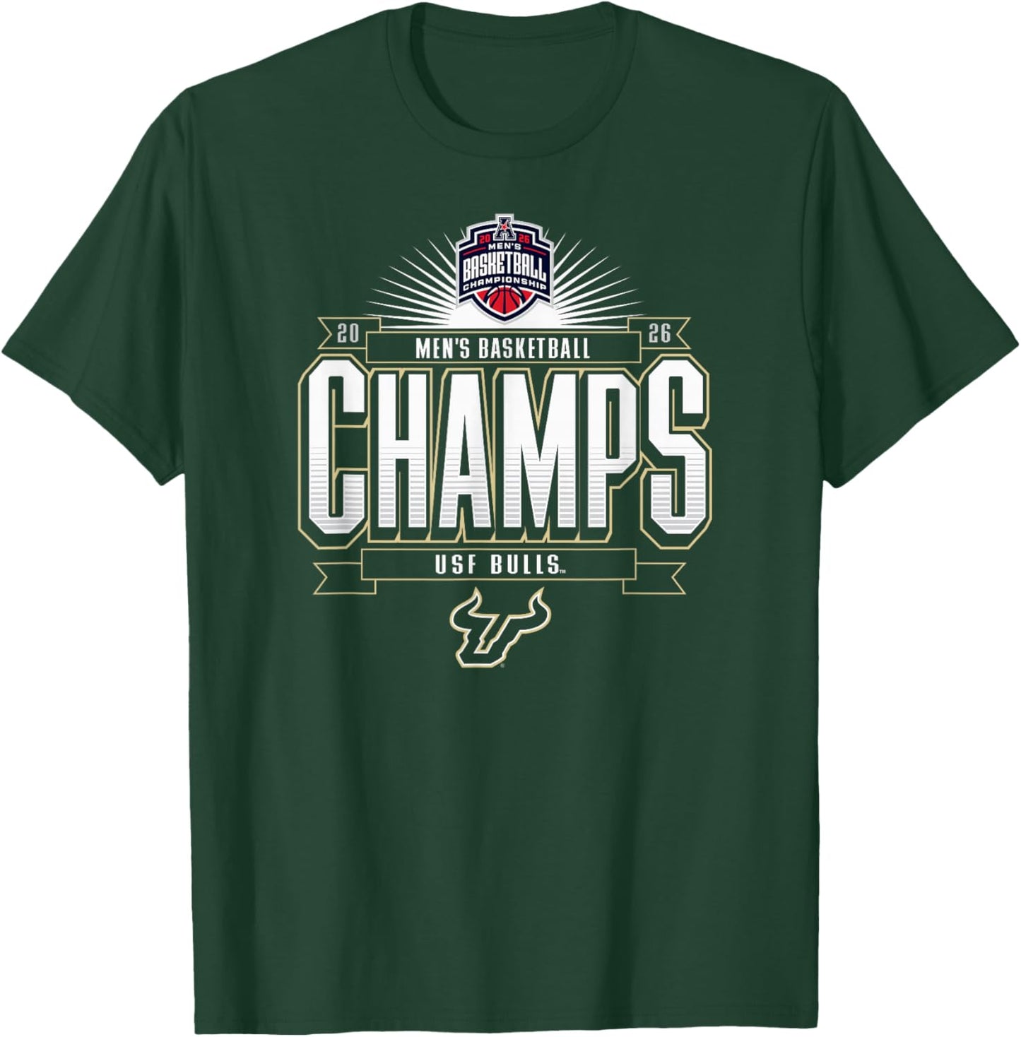 South Florida Bulls Men's Basketball AAC Champs 2026 T-Shirt - T-Shirt | Forest