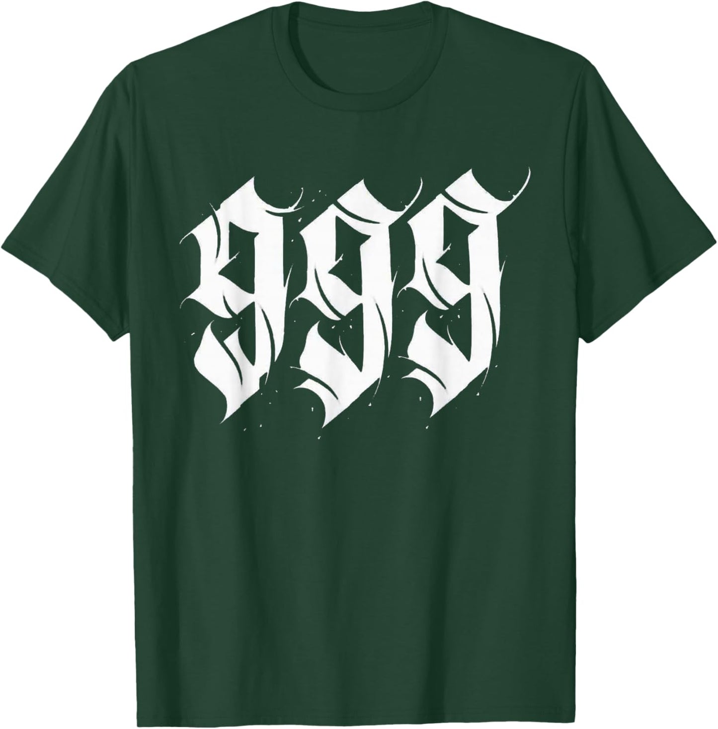 999 Angel Number Gothic Calligraphy T-Shirt - T-Shirt | Forest