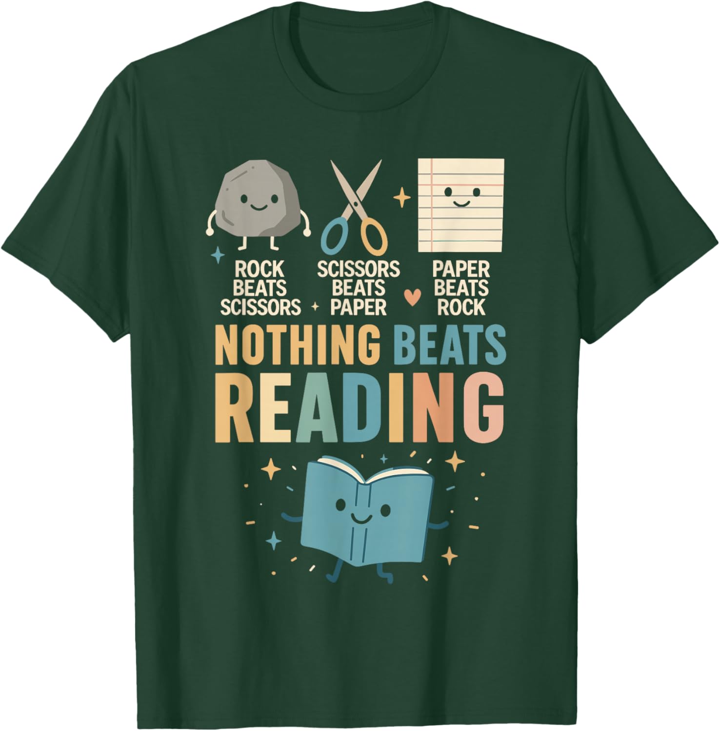 Booktrovert Shirt, Nothing Beat Reading Rock Paper Scissors T-Shirt - T-Shirt | Forest