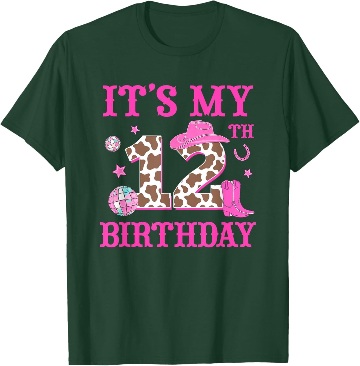 It's My 12th Birthday Rodeo Western Cowgirl 12 Year Old Girl T-Shirt - T-Shirt | Forest
