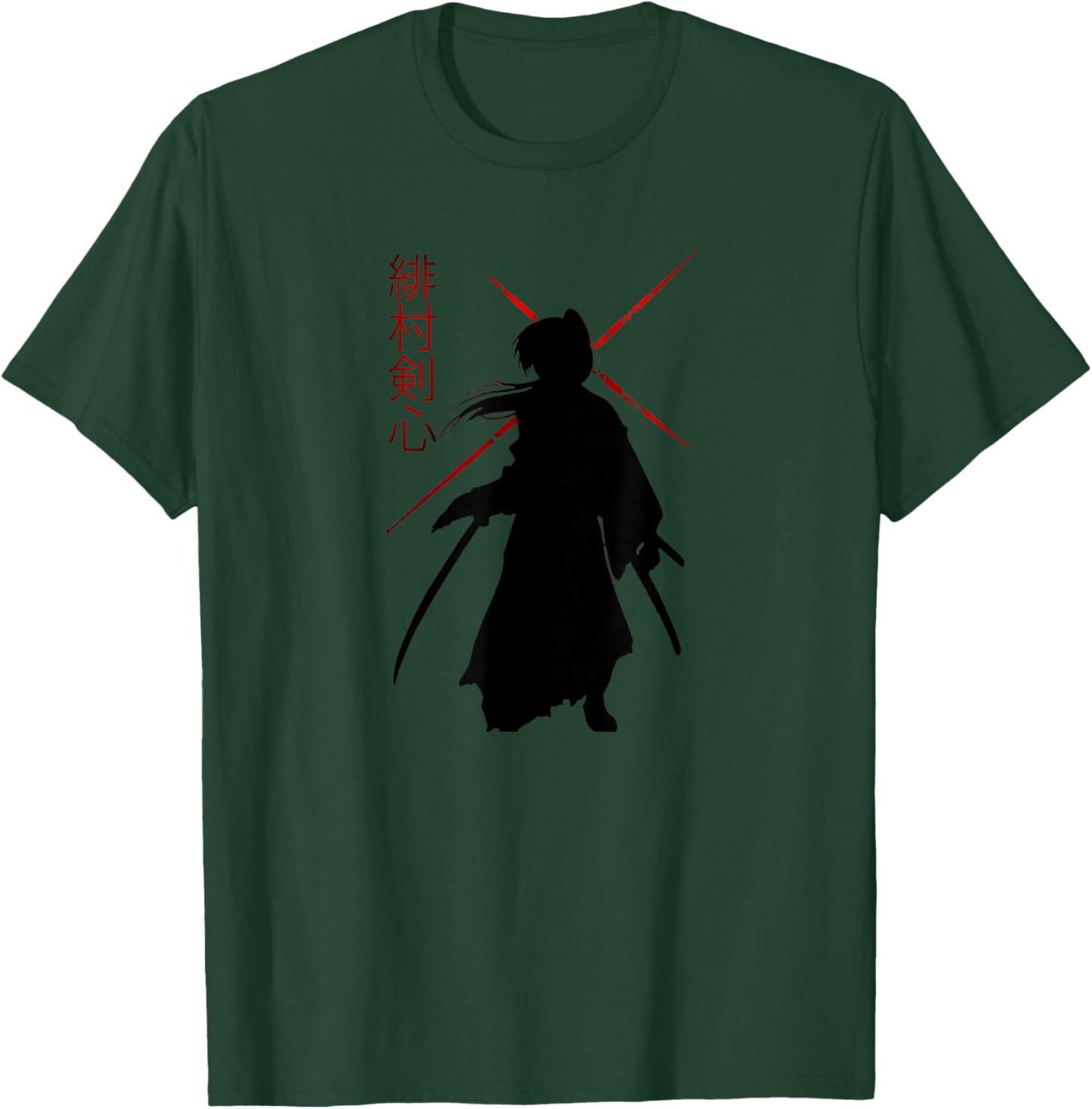 Teetastic -Adults Black Samurai X T-Shirt - T-Shirt | Forest