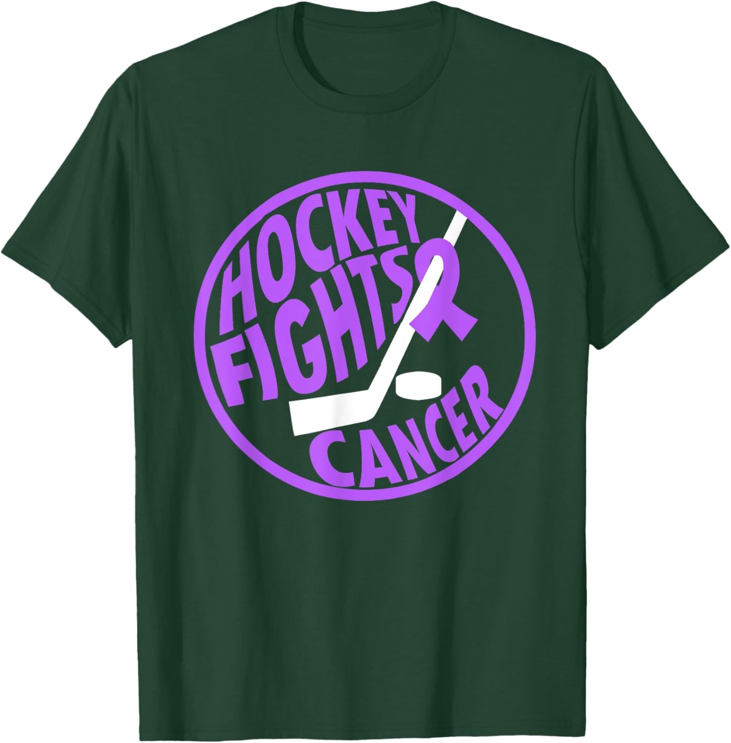 Funny Hockey Fights Cancer Purple Ribbon Gift T-Shirt - T-Shirt | Forest