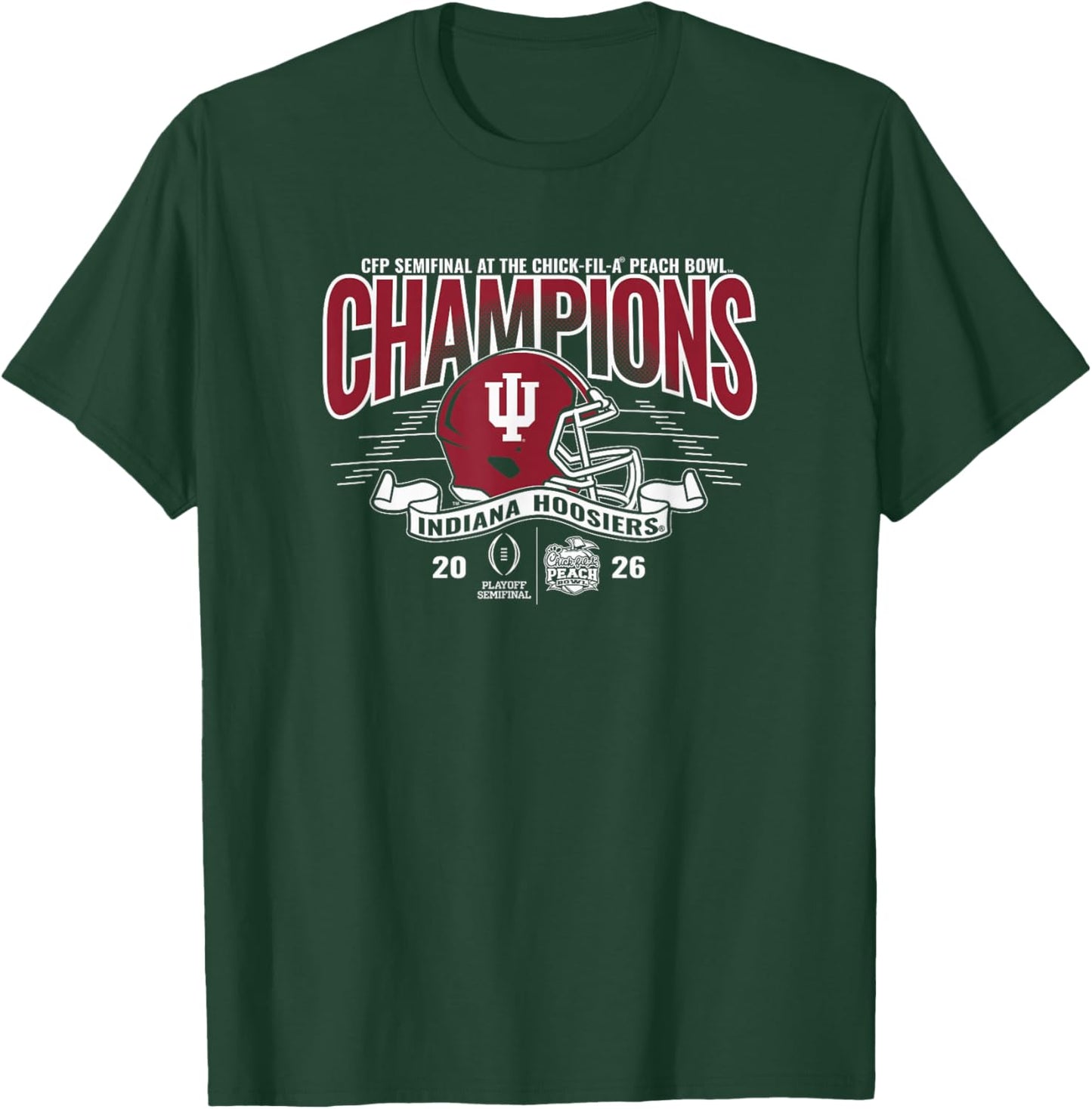 Indiana Hoosiers Peach Bowl Champs 2026 CFP Semifinal Black T-Shirt - T-Shirt | Forest