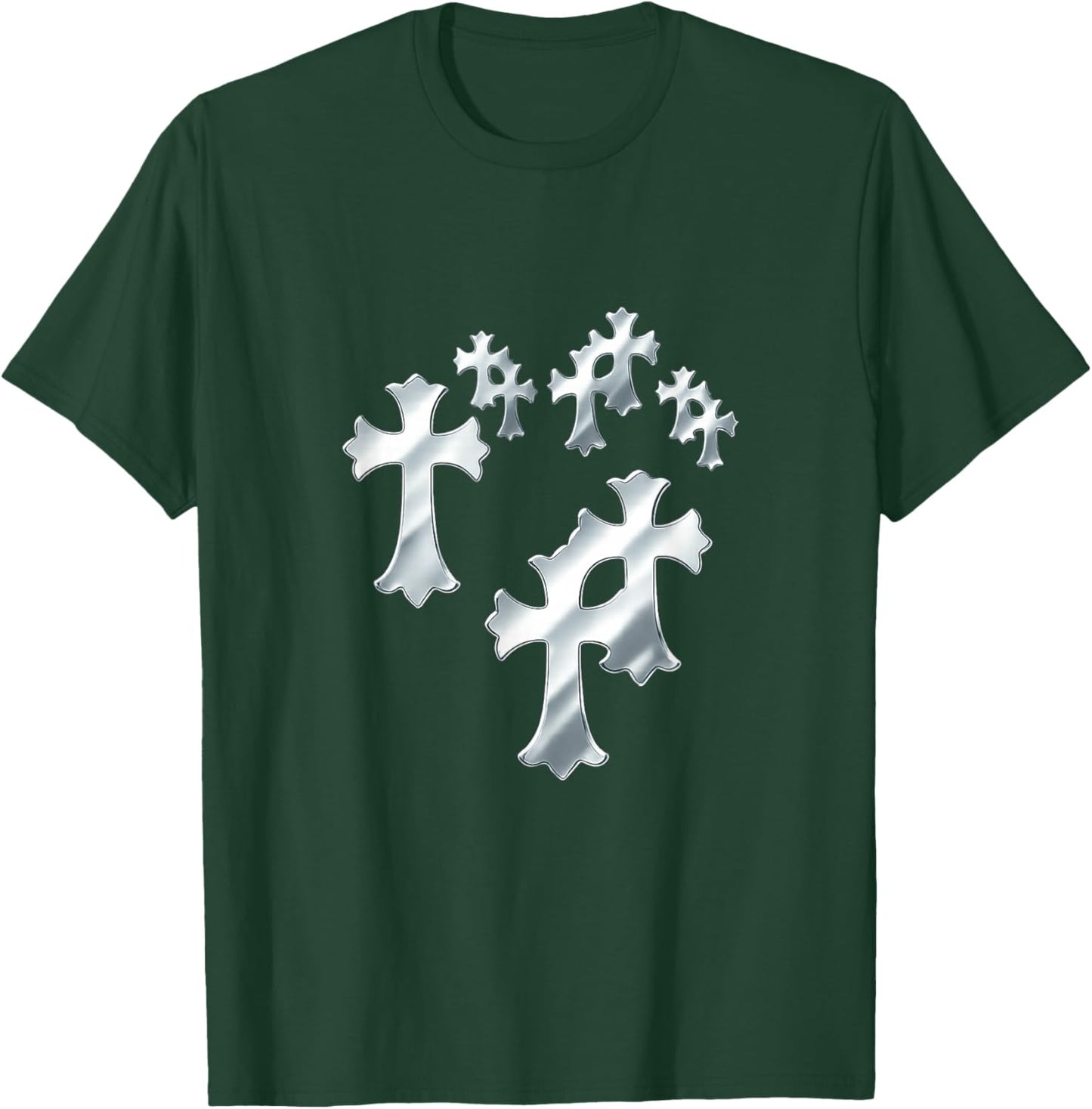 Y2K Grunge Vintage Cross Heart T-Shirt - T-Shirt | Forest
