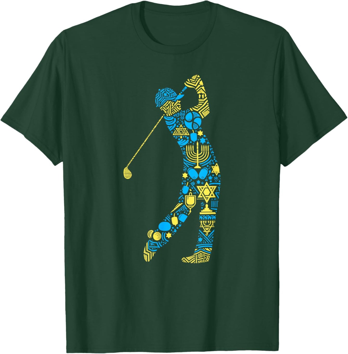 Golf Player Menorah Dreidel Jewish Hanukkah Kids T-Shirt - T-Shirt | Forest