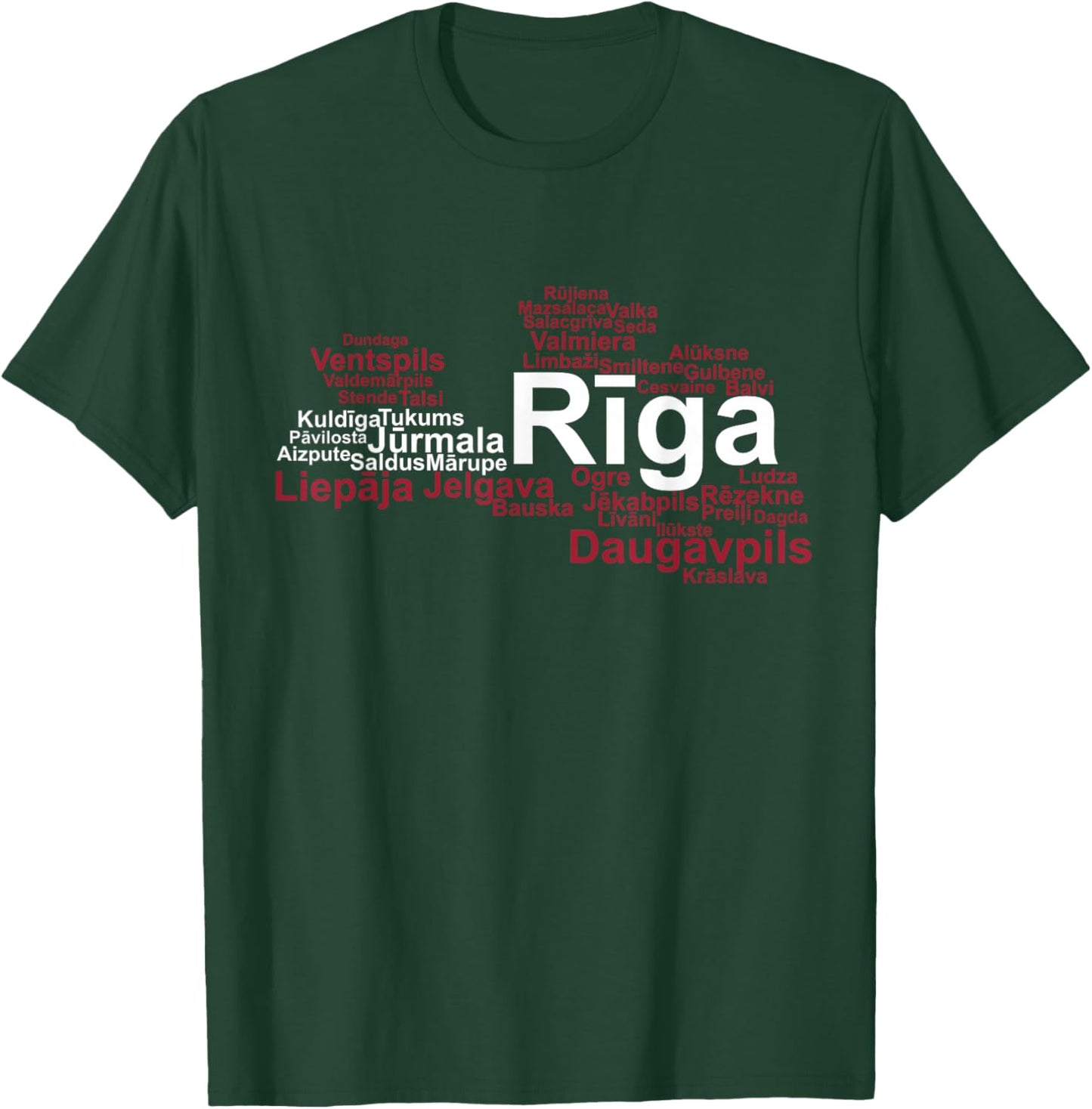 Latvia Flag Towns, Latvia Pride, Latvia Outline, Latvia T-Shirt - T-Shirt | Forest