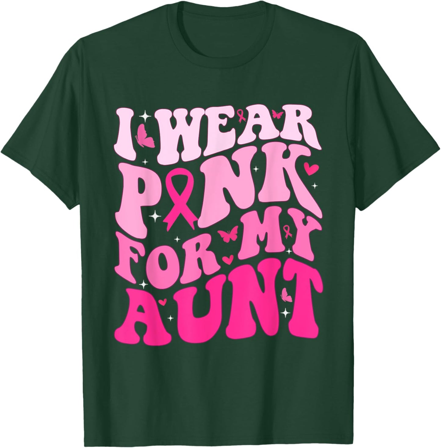 Breast Cancer For Groovy Era Wear Pink For My Aunt T-Shirt - T-Shirt | Forest