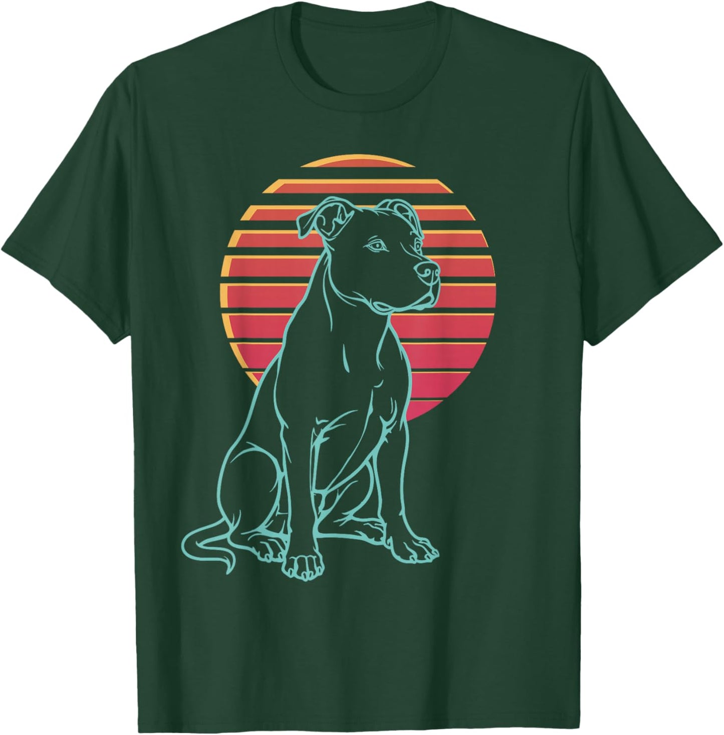 Pitbull Lover Dog Owner Retro Synthwave 80s T-Shirt - T-Shirt | Forest