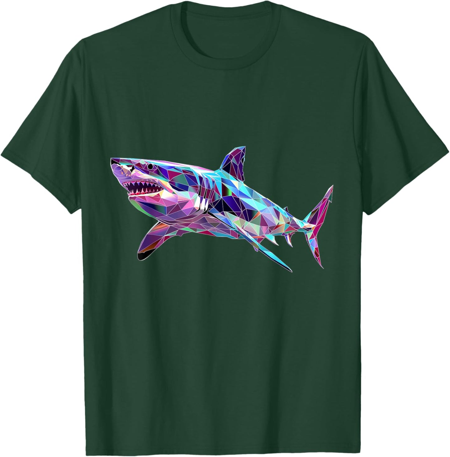 Big White Shark, Polygon Fishing, Diving, Hail Lovers T-Shirt - T-Shirt | Forest