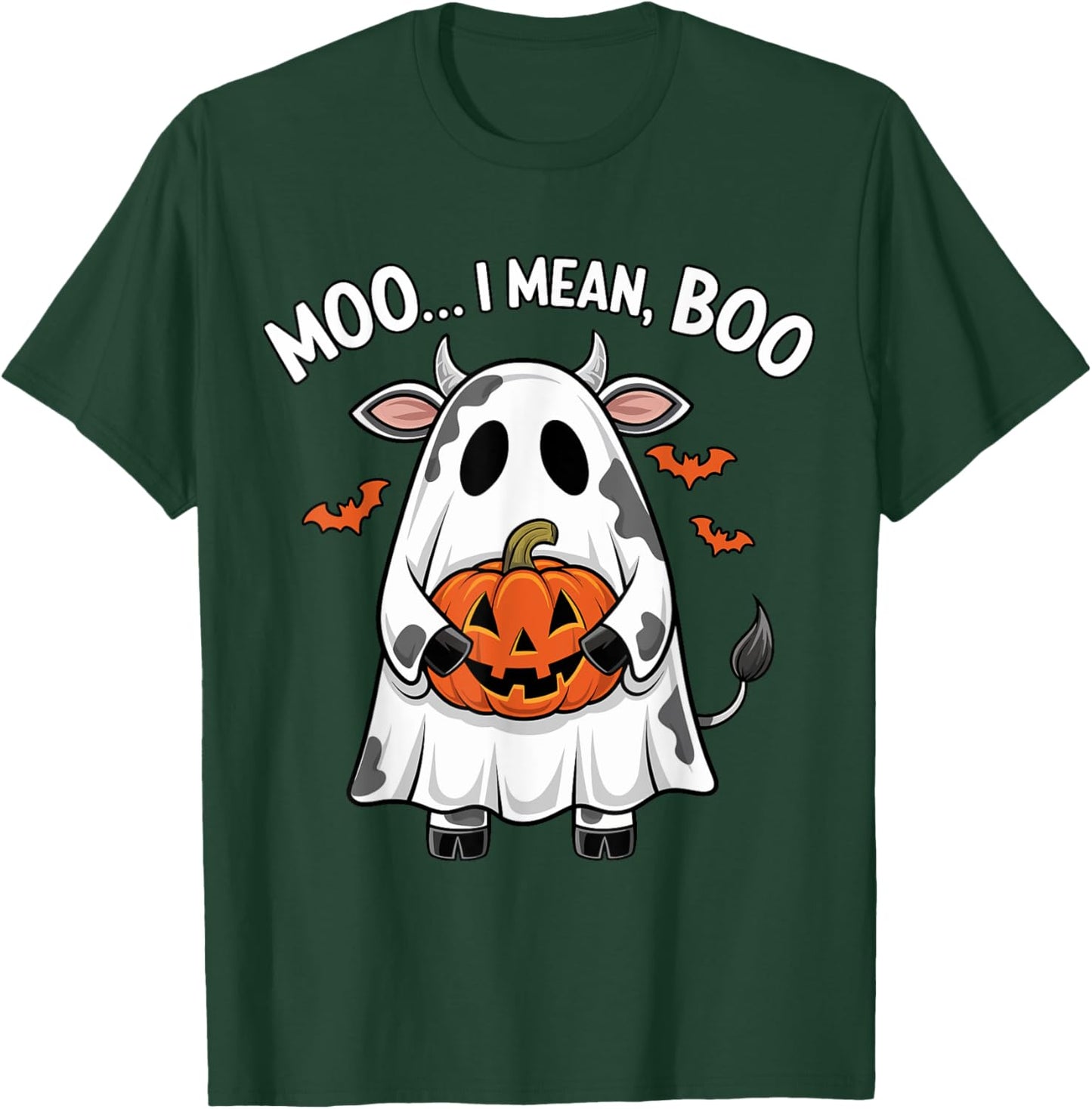Ghost Cow Moo I Mean Boo Halloween Funny Highlands Cow Lover T-Shirt - T-Shirt | Forest