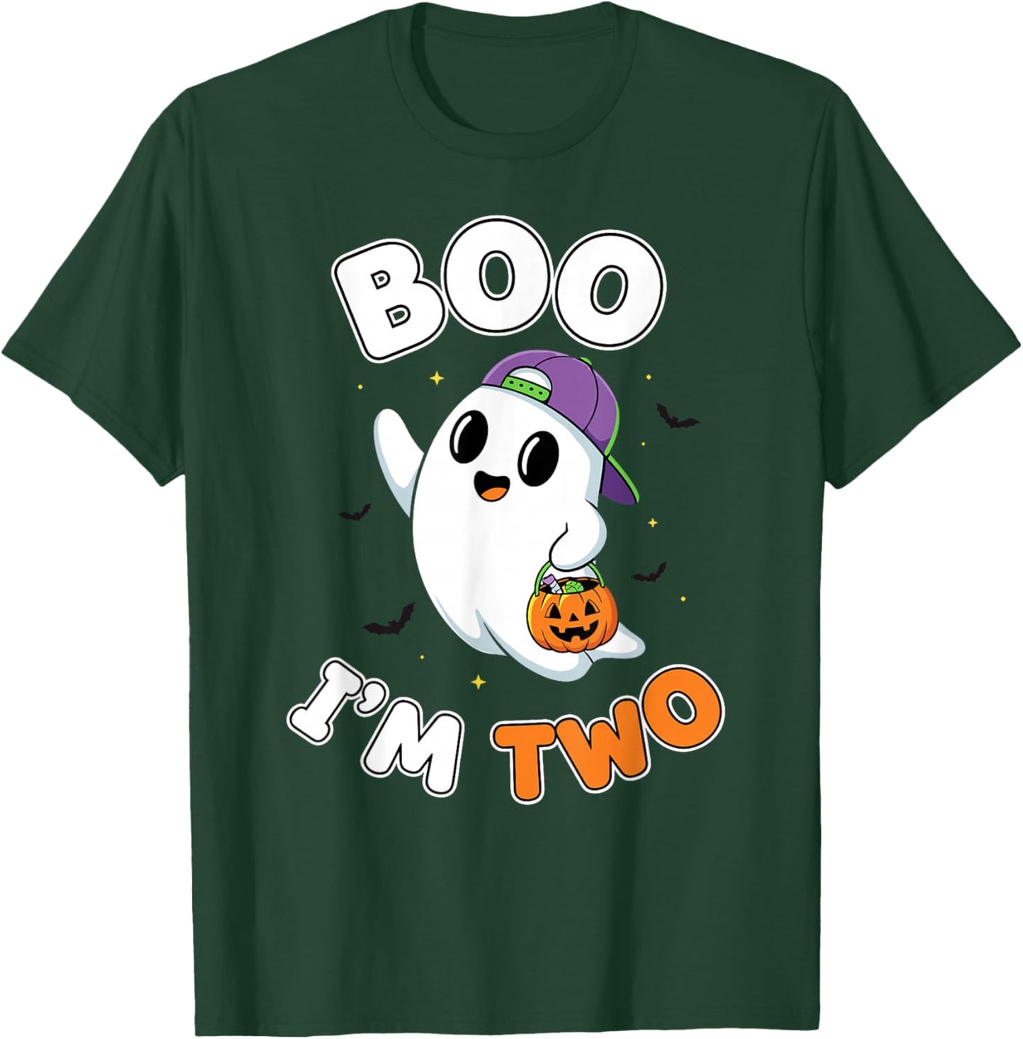 Boo I'm Two Cute Ghost Halloween 2nd Birthday Toddler T-Shirt - T-Shirt | Forest