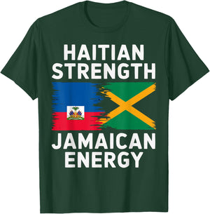 Half Haitian Half Jamaican Jamaica Flag Haiti T-Shirt - T-Shirt | Forest