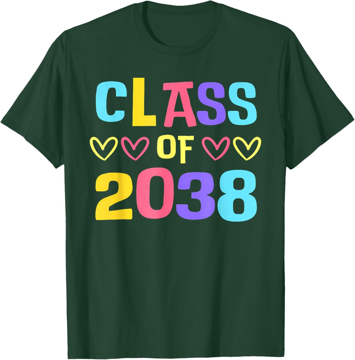 Class of 2038 Cute Senior School Graduation Grow with Me T-Shirt - T-Shirt | Forest