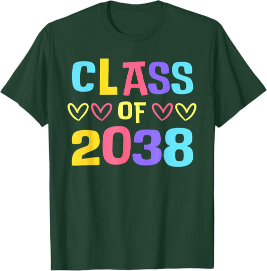 Class of 2038 Cute Senior School Graduation Grow with Me T-Shirt - T-Shirt | Forest