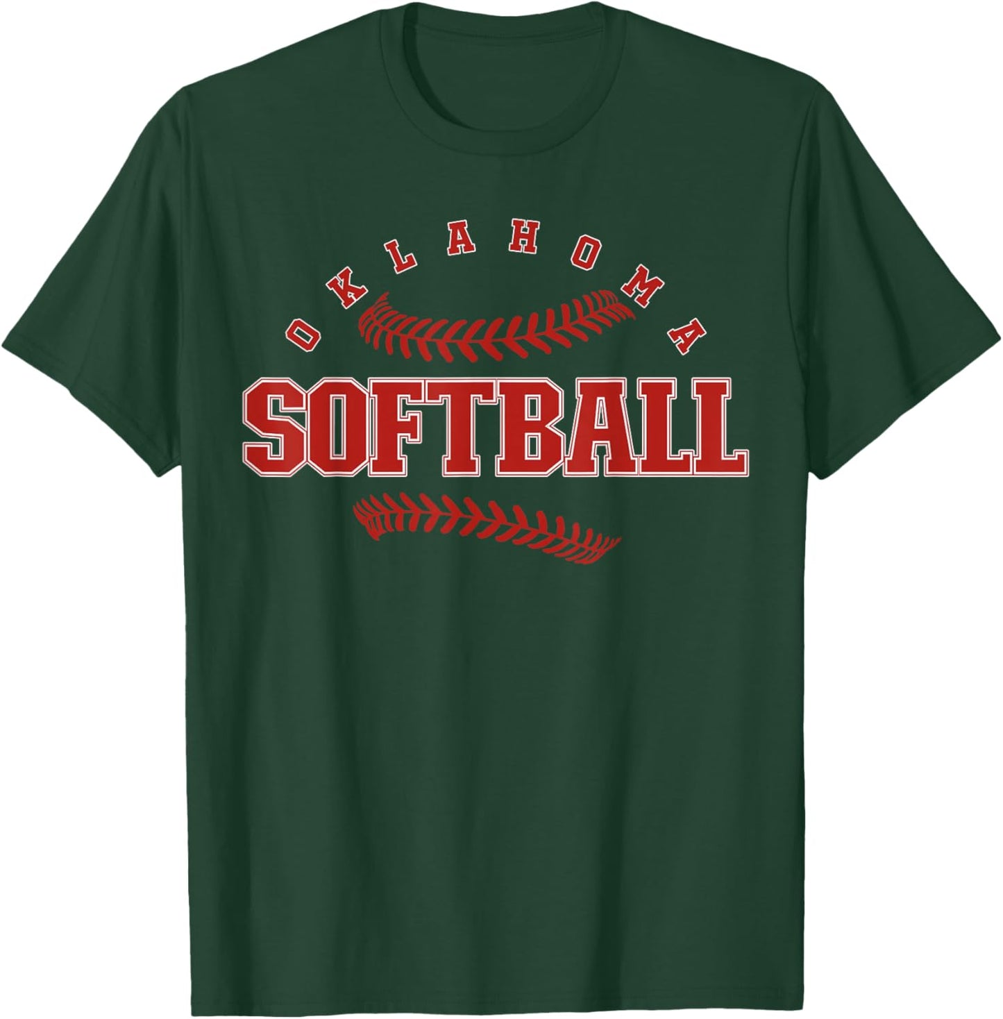 Oklahoma Softball Vintage Kids Team Retro Softball Fan T-Shirt - T-Shirt | Forest