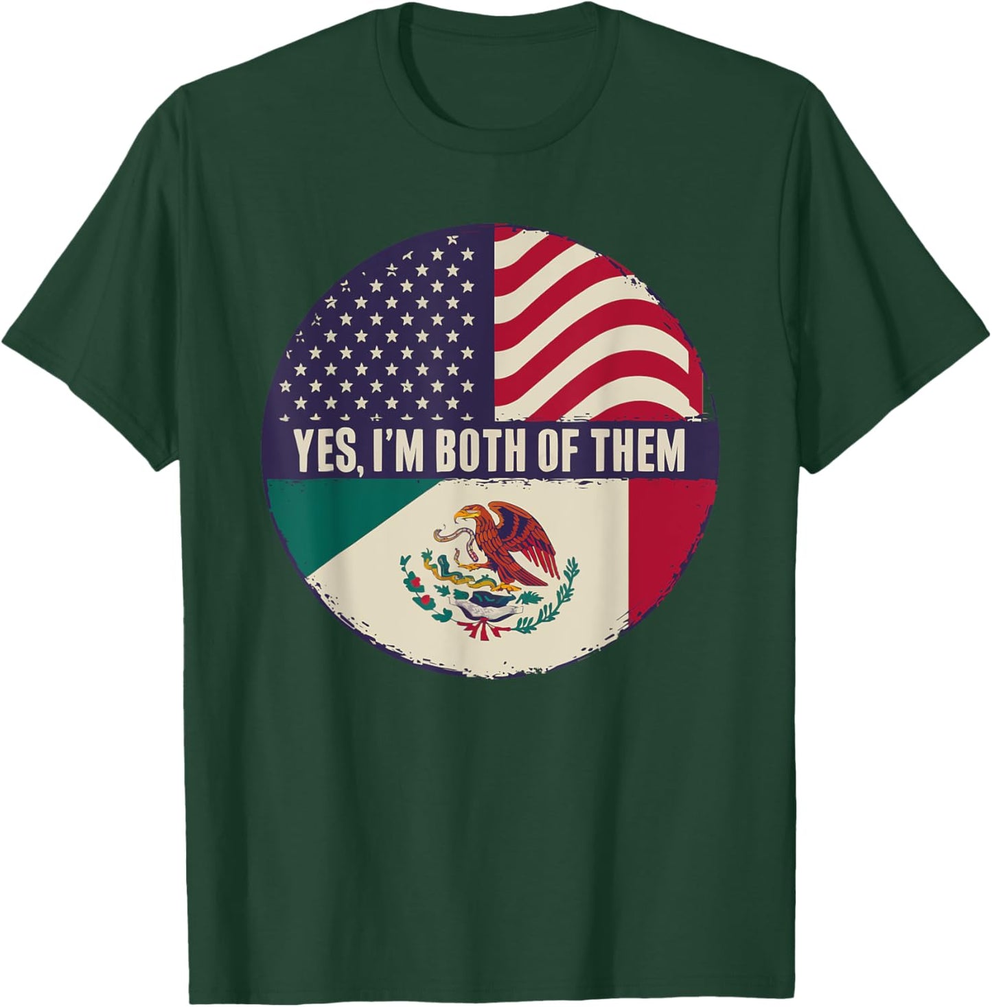 Half Mexican Half American USA Flag Mexico America T-Shirt - T-Shirt | Forest