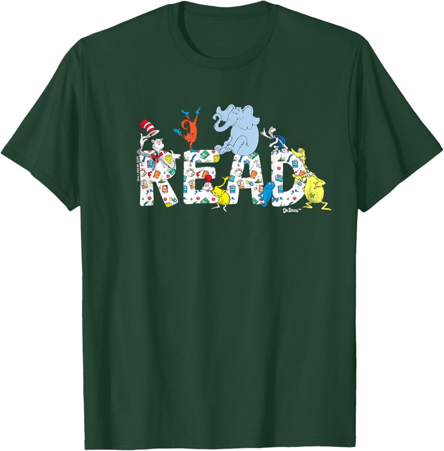 Dr. Seuss Characters Read Design Youth and Adult T-Shirt - T-Shirt | Forest
