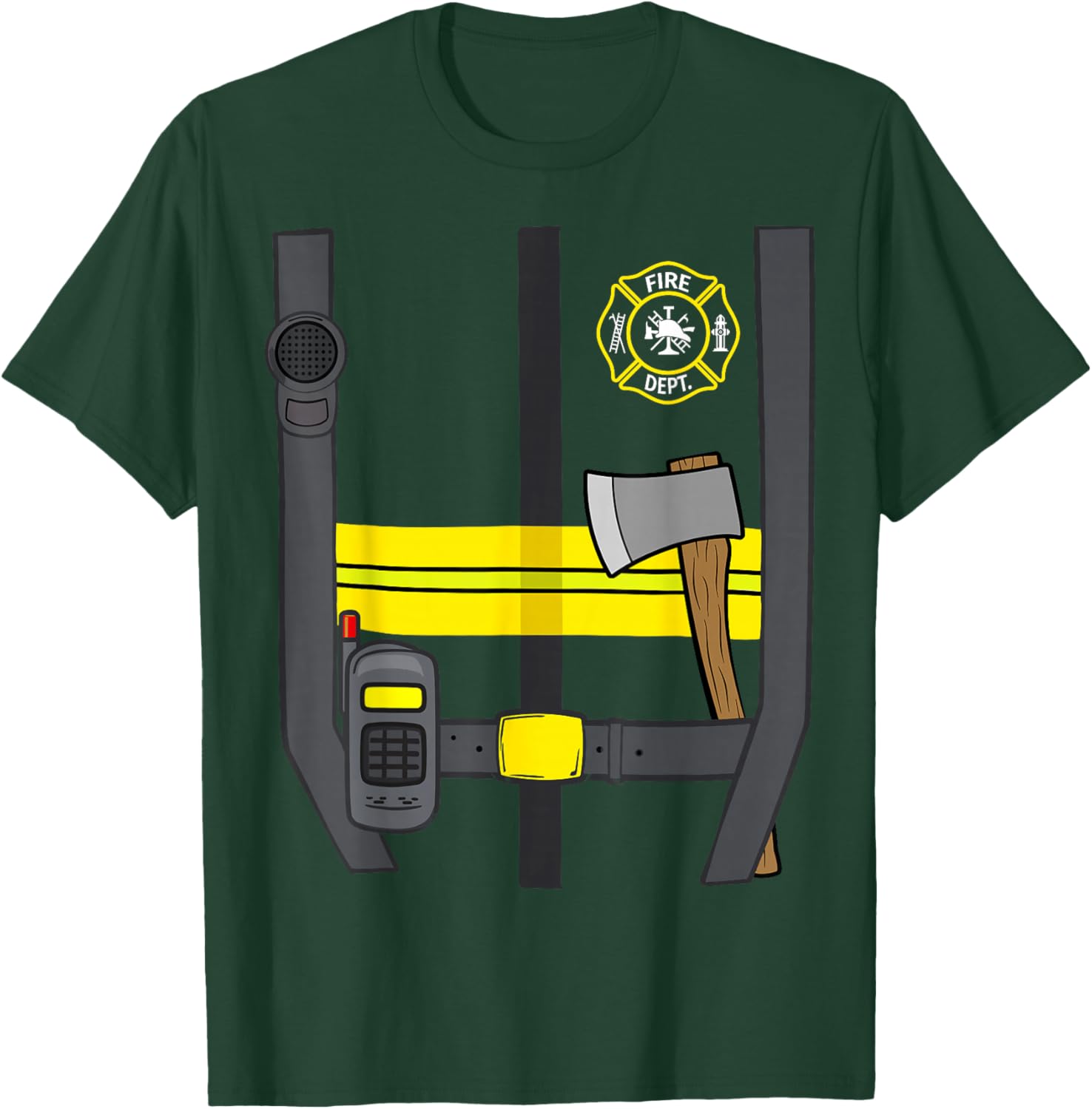 Firefighter Costume Halloween Uniform T-Shirt - T-Shirt | Forest