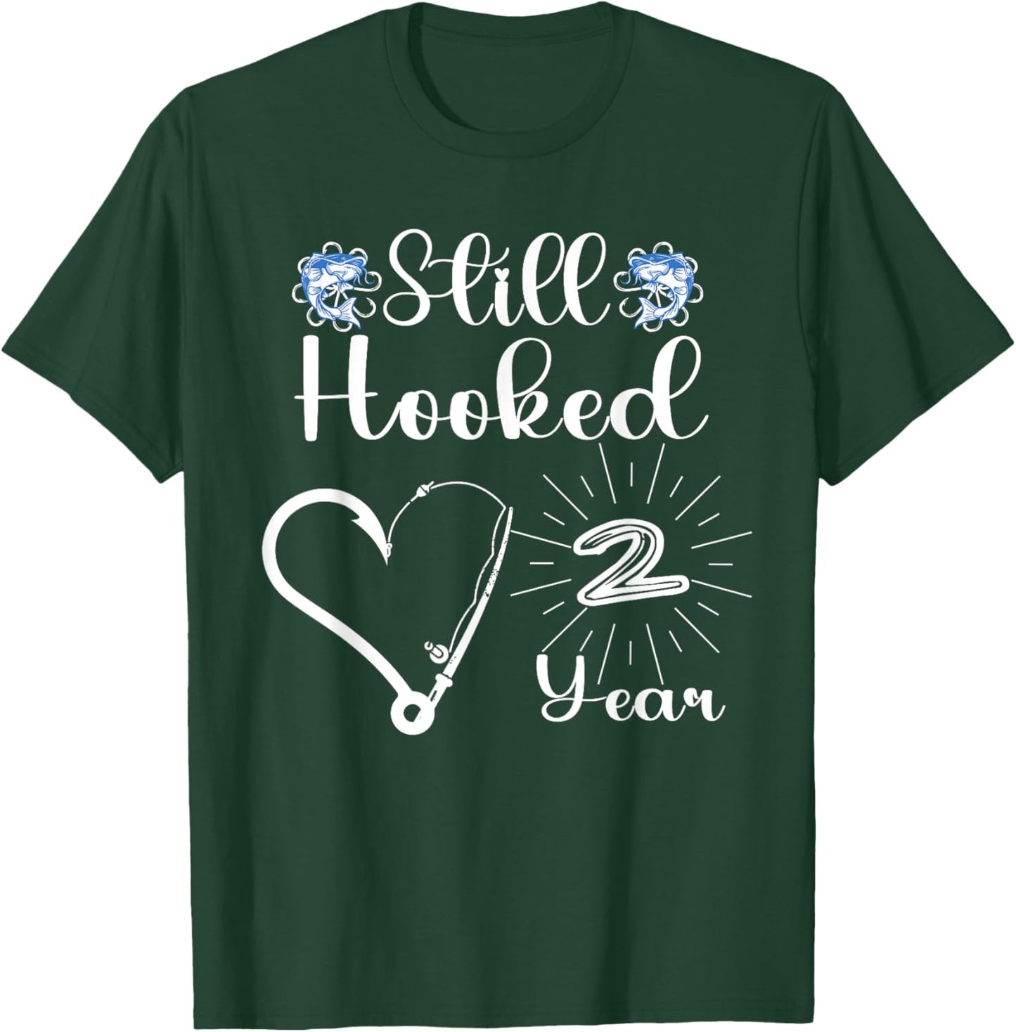 Married 2 Year - Fishing Couple - 2nd Wedding Anniversary T-Shirt - T-Shirt | Forest